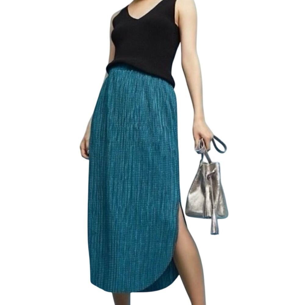 Sabina Musayev Odelle Teal Textured‎ Midi Skirt S Petite - Picture 2 of 8